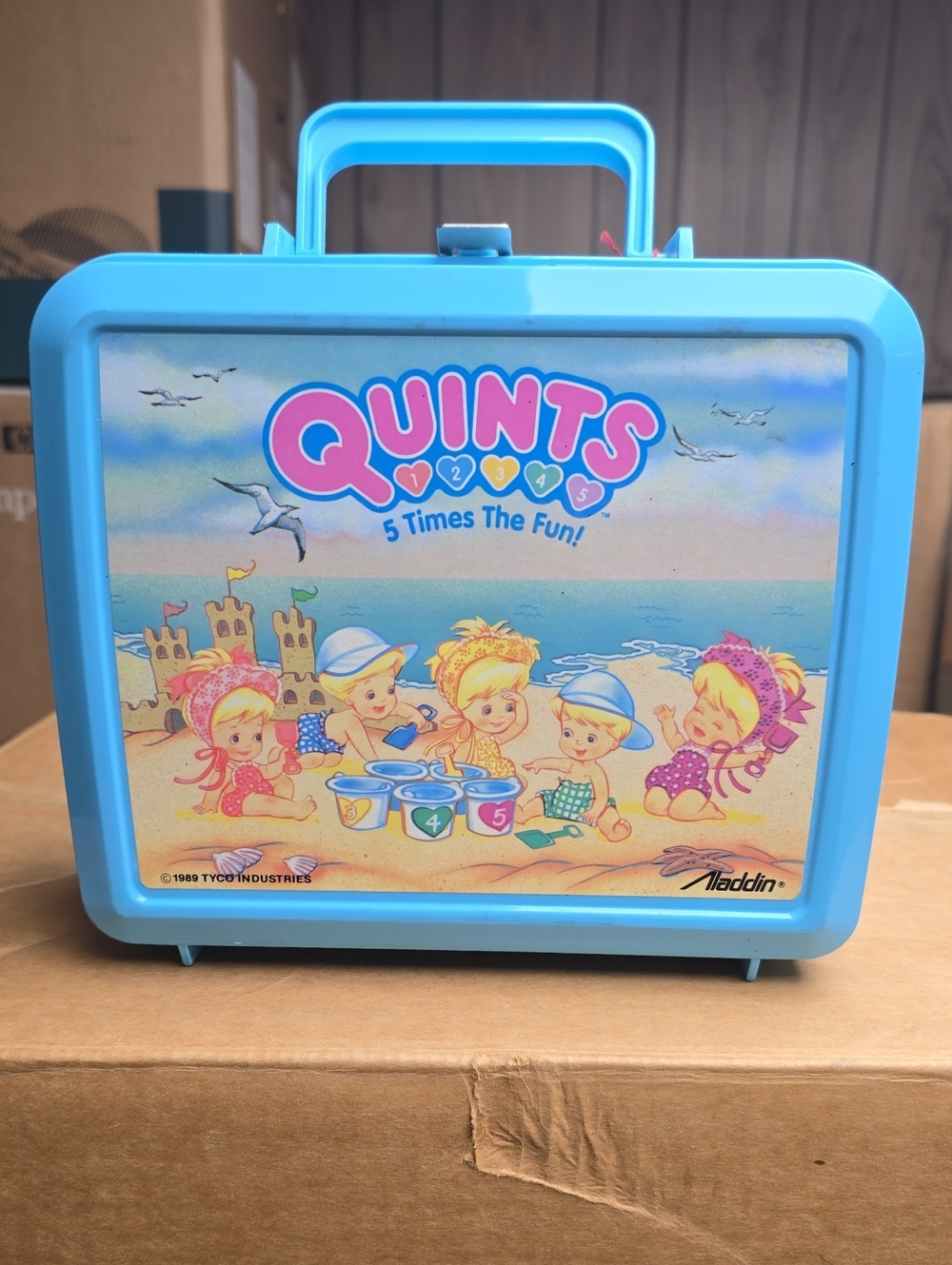 1989 Quints Blue Kids Lunchbox by Aladdin